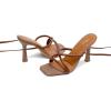 image:imageMostrin Womens Sandals Strappy Heels for Women Lace Up Heels Tie Up High Heeled Sandals for Prom Party Wedding Daily WearRaffia Brown