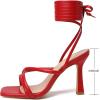 image:imageMostrin Womens Sandals Strappy Heels for Women Lace Up Heels Tie Up High Heeled Sandals for Prom Party Wedding Daily WearRed