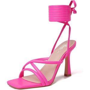 image:imageMostrin Womens Sandals Strappy Heels for Women Lace Up Heels Tie Up High Heeled Sandals for Prom Party Wedding Daily WearHot Pink