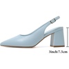 image:imageMostrin Block Slingback Heels for Women Pointed Closed Toe Chunky Heels Office Work Shoes Womens Pumps for Business CasualLight Blue