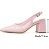 image:imageMostrin Block Slingback Heels for Women Pointed Closed Toe Chunky Heels Office Work Shoes Womens Pumps for Business CasualPink Lace