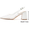image:imageMostrin Block Slingback Heels for Women Pointed Closed Toe Chunky Heels Office Work Shoes Womens Pumps for Business CasualWhite Lace