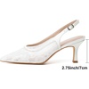 image:imageMostrin Kitten Heels for Women Slingback Pointed Closed Toe Heels Womens Pumps Shoes for Wedding Party CommutingWhite Lace