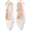 image:imageMostrin Kitten Heels for Women Slingback Pointed Closed Toe Heels Womens Pumps Shoes for Wedding Party CommutingWhite Lace