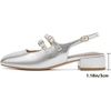 image:imageMostrin Mary Jane Shoes Women Slingback Chunky Low Heels for Women Closed Rounded Toe Ankle Strap Pumps Daily Wedding Party Dress ShoesSilver