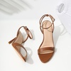 image:imageMostrin Strappy Heels for Women Lace Up Ankle Strap Round Open Toe Stiletto Heels Womens Heeled Sandals for Prom Party DailyBrown 06