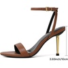 image:imageMostrin Strappy Heels for Women Lace Up Ankle Strap Round Open Toe Stiletto Heels Womens Heeled Sandals for Prom Party DailyBrown08