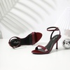 image:imageMostrin Strappy Heels for Women Lace Up Ankle Strap Round Open Toe Stiletto Heels Womens Heeled Sandals for Prom Party DailyBurgundy 06
