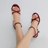 image:imageMostrin Strappy Heels for Women Lace Up Ankle Strap Round Open Toe Stiletto Heels Womens Heeled Sandals for Prom Party DailyBurgundy