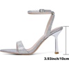 image:imageMostrin Strappy Heels for Women Lace Up Ankle Strap Round Open Toe Stiletto Heels Womens Heeled Sandals for Prom Party DailySilver 06