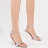 image:imageMostrin Strappy Heels for Women Lace Up Ankle Strap Round Open Toe Stiletto Heels Womens Heeled Sandals for Prom Party DailySilver 06