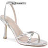 image:imageMostrin Strappy Heels for Women Lace Up Ankle Strap Round Open Toe Stiletto Heels Womens Heeled Sandals for Prom Party DailySilver