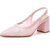 image:imageMostrin Block Slingback Heels for Women Pointed Closed Toe Chunky Heels Office Work Shoes Womens Pumps for Business CasualPink Lace