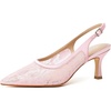 image:imageMostrin Kitten Heels for Women Slingback Pointed Closed Toe Heels Womens Pumps Shoes for Wedding Party CommutingPink Lace
