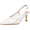 image:imageMostrin Kitten Heels for Women Slingback Pointed Closed Toe Heels Womens Pumps Shoes for Wedding Party CommutingWhite Lace