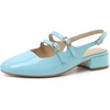 image:imageMostrin Mary Jane Shoes Women Slingback Chunky Low Heels for Women Closed Rounded Toe Ankle Strap Pumps Daily Wedding Party Dress ShoesBlue