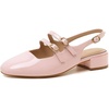 image:imageMostrin Mary Jane Shoes Women Slingback Chunky Low Heels for Women Closed Rounded Toe Ankle Strap Pumps Daily Wedding Party Dress ShoesPink