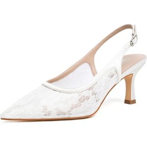 image:imageMostrin Kitten Heels for Women Slingback Pointed Closed Toe Heels Womens Pumps Shoes for Wedding Party CommutingWhite Lace