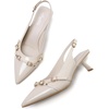image:imageMostrin Kitten Heels for Women Pointed Toe Pumps Patent Leather Low Heel Slingback Heels with Buckle Dress Shoes for Dating Party WorkingBeige