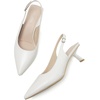 image:imageMostrin Kitten Heels for Women Pointed Toe Pumps Patent Leather Low Heel Slingback Heels with Buckle Dress Shoes for Dating Party WorkingCream 06