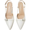 image:imageMostrin Kitten Heels for Women Pointed Toe Pumps Patent Leather Low Heel Slingback Heels with Buckle Dress Shoes for Dating Party WorkingCreamwhite 04