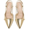 image:imageMostrin Kitten Heels for Women Pointed Toe Pumps Patent Leather Low Heel Slingback Heels with Buckle Dress Shoes for Dating Party WorkingGold 04