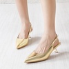 image:imageMostrin Kitten Heels for Women Pointed Toe Pumps Patent Leather Low Heel Slingback Heels with Buckle Dress Shoes for Dating Party WorkingGold 06
