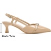image:imageMostrin Kitten Heels for Women Pointed Toe Pumps Patent Leather Low Heel Slingback Heels with Buckle Dress Shoes for Dating Party WorkingNude 04
