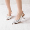 image:imageMostrin Kitten Heels for Women Pointed Toe Pumps Patent Leather Low Heel Slingback Heels with Buckle Dress Shoes for Dating Party WorkingPatentsilver 06