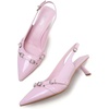 image:imageMostrin Kitten Heels for Women Pointed Toe Pumps Patent Leather Low Heel Slingback Heels with Buckle Dress Shoes for Dating Party WorkingPink
