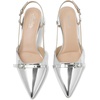 image:imageMostrin Kitten Heels for Women Pointed Toe Pumps Patent Leather Low Heel Slingback Heels with Buckle Dress Shoes for Dating Party WorkingSilver 04