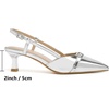 image:imageMostrin Kitten Heels for Women Pointed Toe Pumps Patent Leather Low Heel Slingback Heels with Buckle Dress Shoes for Dating Party WorkingSilver 04
