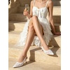 image:imageMostrin Kitten Heels for Women Pointed Toe Pumps Patent Leather Low Heel Slingback Heels with Buckle Dress Shoes for Dating Party WorkingWhite Lace 06