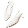 image:imageMostrin Kitten Heels for Women Pointed Toe Pumps Patent Leather Low Heel Slingback Heels with Buckle Dress Shoes for Dating Party WorkingWhite Lace 06