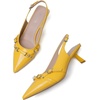 image:imageMostrin Kitten Heels for Women Pointed Toe Pumps Patent Leather Low Heel Slingback Heels with Buckle Dress Shoes for Dating Party WorkingYellow