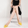 image:imageMostrin Kitten Heels for Women Pointed Toe Pumps Patent Leather Low Heel Slingback Heels with Buckle Dress Shoes for Dating Party WorkingYellow