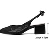 image:imageMostrin Womens Chunky Low Heels DOrsay Slingback Block Heel Pumps Closed Square Toe Dress Shoes for Work Office Daily WeddingBlack Lace 05