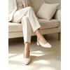 image:imageMostrin Womens Chunky Low Heels DOrsay Slingback Block Heel Pumps Closed Square Toe Dress Shoes for Work Office Daily WeddingCreamwhite 03