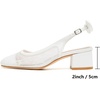 image:imageMostrin Womens Chunky Low Heels DOrsay Slingback Block Heel Pumps Closed Square Toe Dress Shoes for Work Office Daily WeddingWhite Lace 05