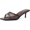 image:imageMostrin Kitten Heels for Women Pointed Toe Vintage Mules Heels Sexy Slip on Stiletto Backless Sandals for Party Wedding DailyBrown Mesh