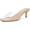 image:imageMostrin Kitten Heels for Women Summer Mules Heels Stiletto Heeled Sandals Slip On Backless Dressy Womens SandalsClear