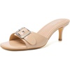 image:imageMostrin Kitten Heels for Women Summer Mules Heels Stiletto Heeled Sandals Slip On Backless Dressy Womens SandalsNude