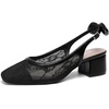 image:imageMostrin Womens Chunky Low Heels DOrsay Slingback Block Heel Pumps Closed Square Toe Dress Shoes for Work Office Daily WeddingBlack Lace 05