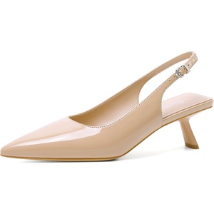 image:imageMostrin Kitten Heels for Women Pointed Toe Pumps Patent Leather Low Heel Slingback Heels with Buckle Dress Shoes for Dating Party WorkingPatentnude 06