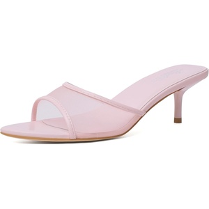 image:imageMostrin Kitten Heels for Women Pointed Toe Vintage Mules Heels Sexy Slip on Stiletto Backless Sandals for Party Wedding DailyPink Mesh