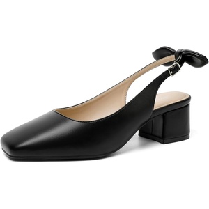 image:imageMostrin Womens Chunky Low Heels DOrsay Slingback Block Heel Pumps Closed Square Toe Dress Shoes for Work Office Daily WeddingBlack Pu 05