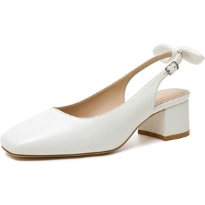 image:imageMostrin Womens Chunky Low Heels DOrsay Slingback Block Heel Pumps Closed Square Toe Dress Shoes for Work Office Daily WeddingCream White 05