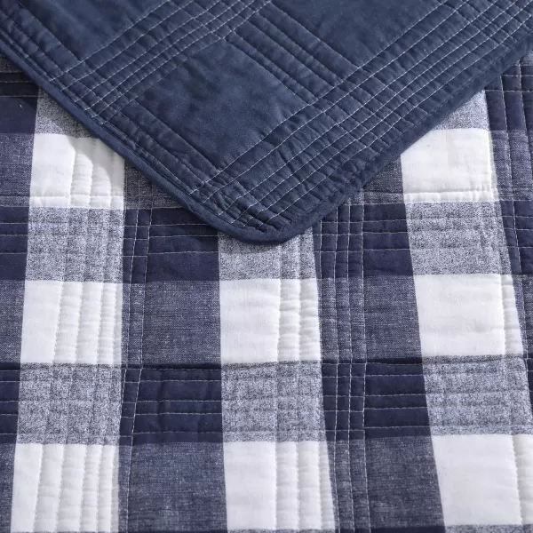 Eddie Bauer King Quilt Set Cotton Reversible Bedding with Matching Shams Home Decor for All Seasons Lakehouse Plaid Light Grey KingBlue