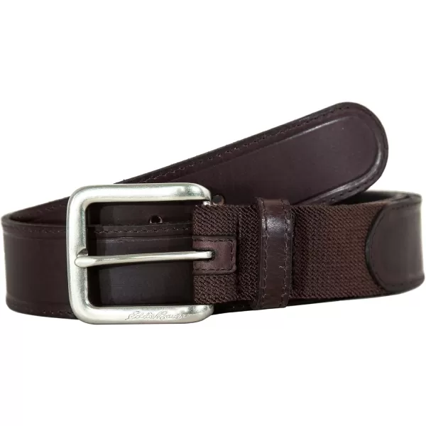 Eddie Bauer Mens Casual Leather Belt with Metal BuckleBrown Rugged