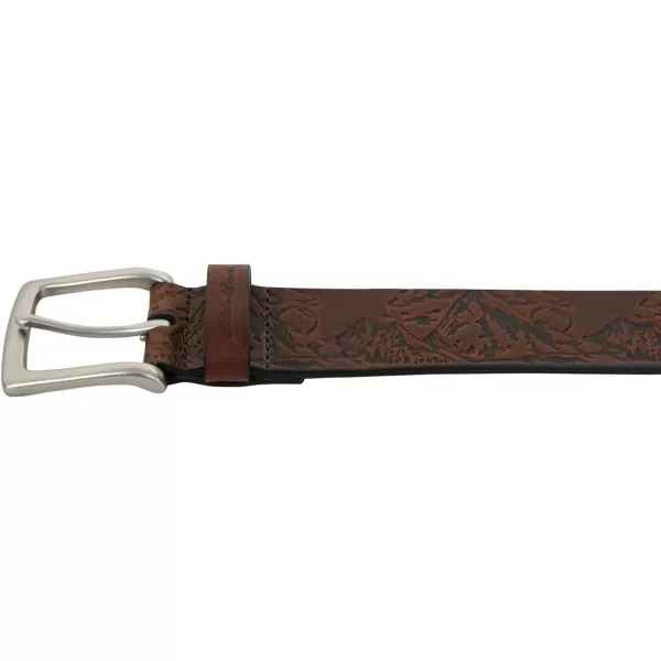 Eddie Bauer Mens Casual Leather Belt with Metal BuckleTan Debossed Adventure